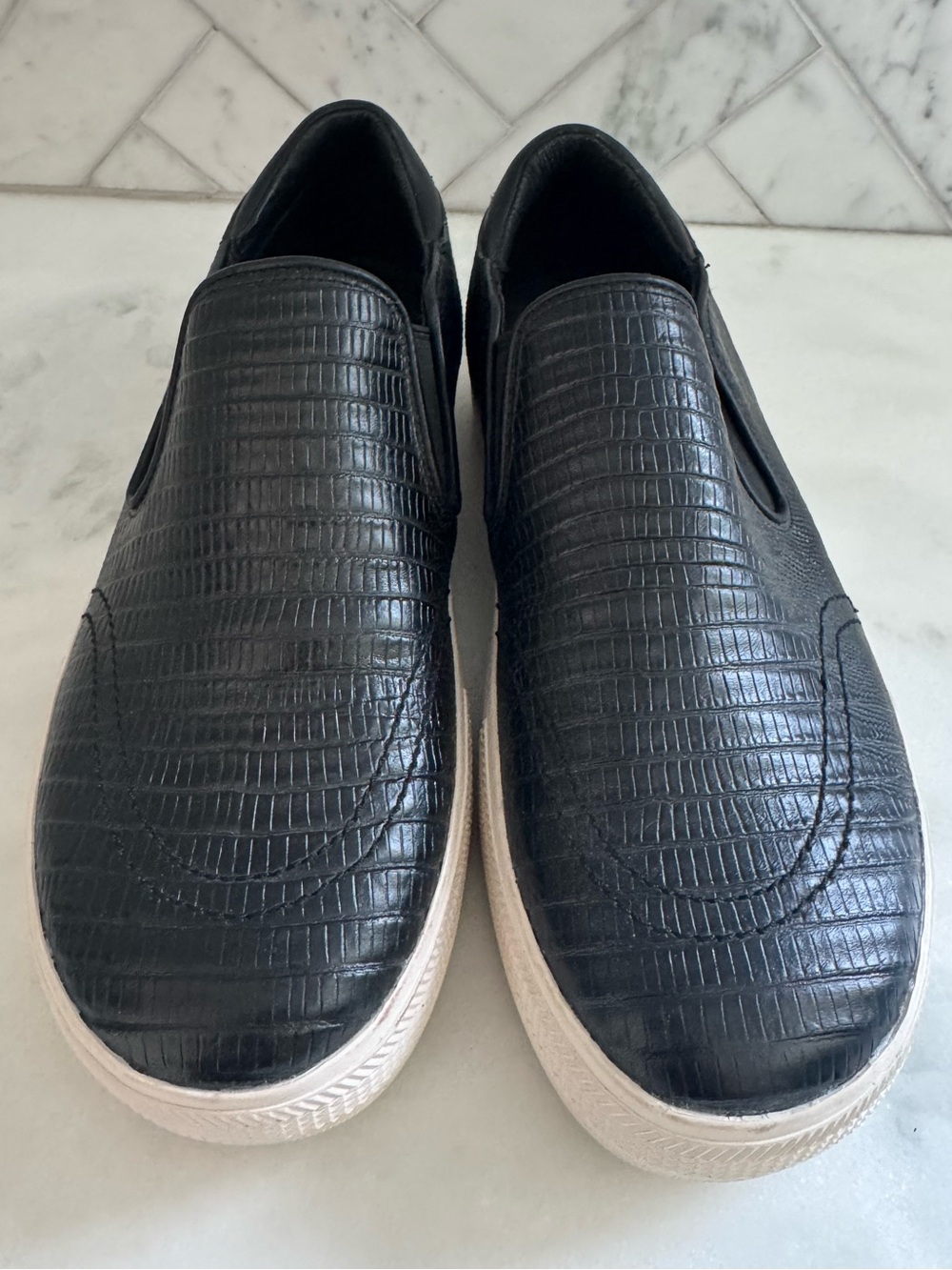 Ash Black Slip-On Sneakers with White Sole size 7